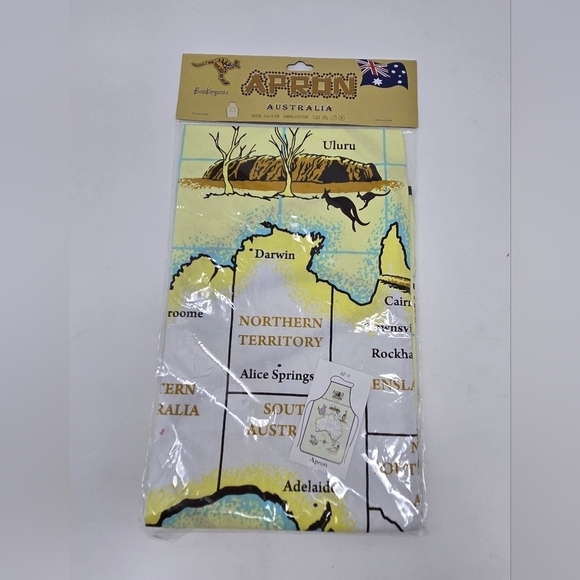 AUSTRALIA TRAVEL SOUVENIR LOT APRON DISH TOWEL MAP VINTAGE KITCHEN LINENS NEW - Picture 3 of 14